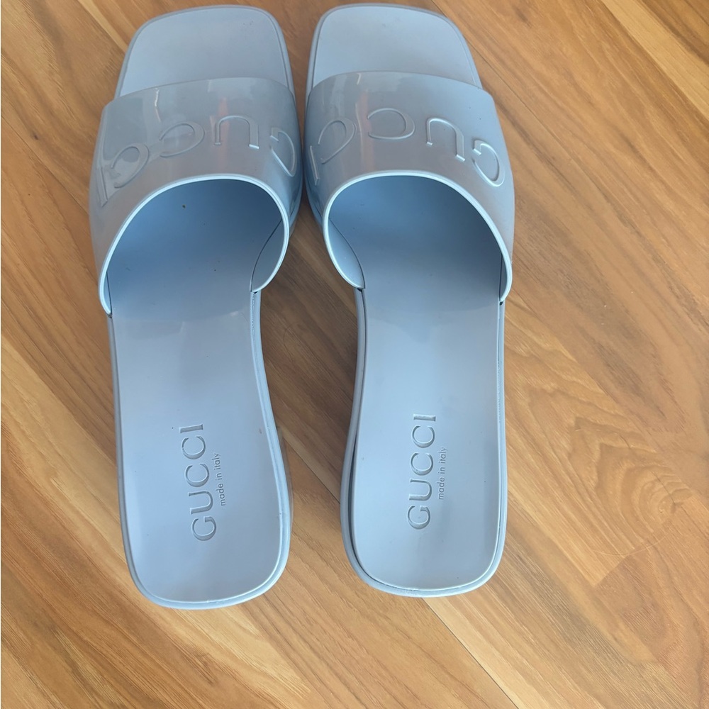 Gucci Blue Minimalist Slide Sandals
